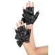 thumbnail image 4 of Guantes de cuero sintético para mujer INSPIRE CHIC con broche punk gótico de longitud de muñeca con lazo con tachuelas Talla única Medio dedo negro, 4 of 6