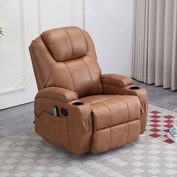 Sillón Bergere Reclinable con Masaje y Calor Eléctrico, Tela Camel. Lhasa