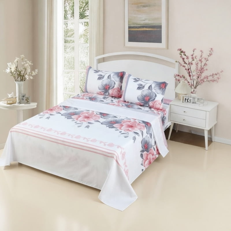 Genérico - Juego De Sabanas 100% Algodón King + 1 Funda Para Almohada 50x70cm