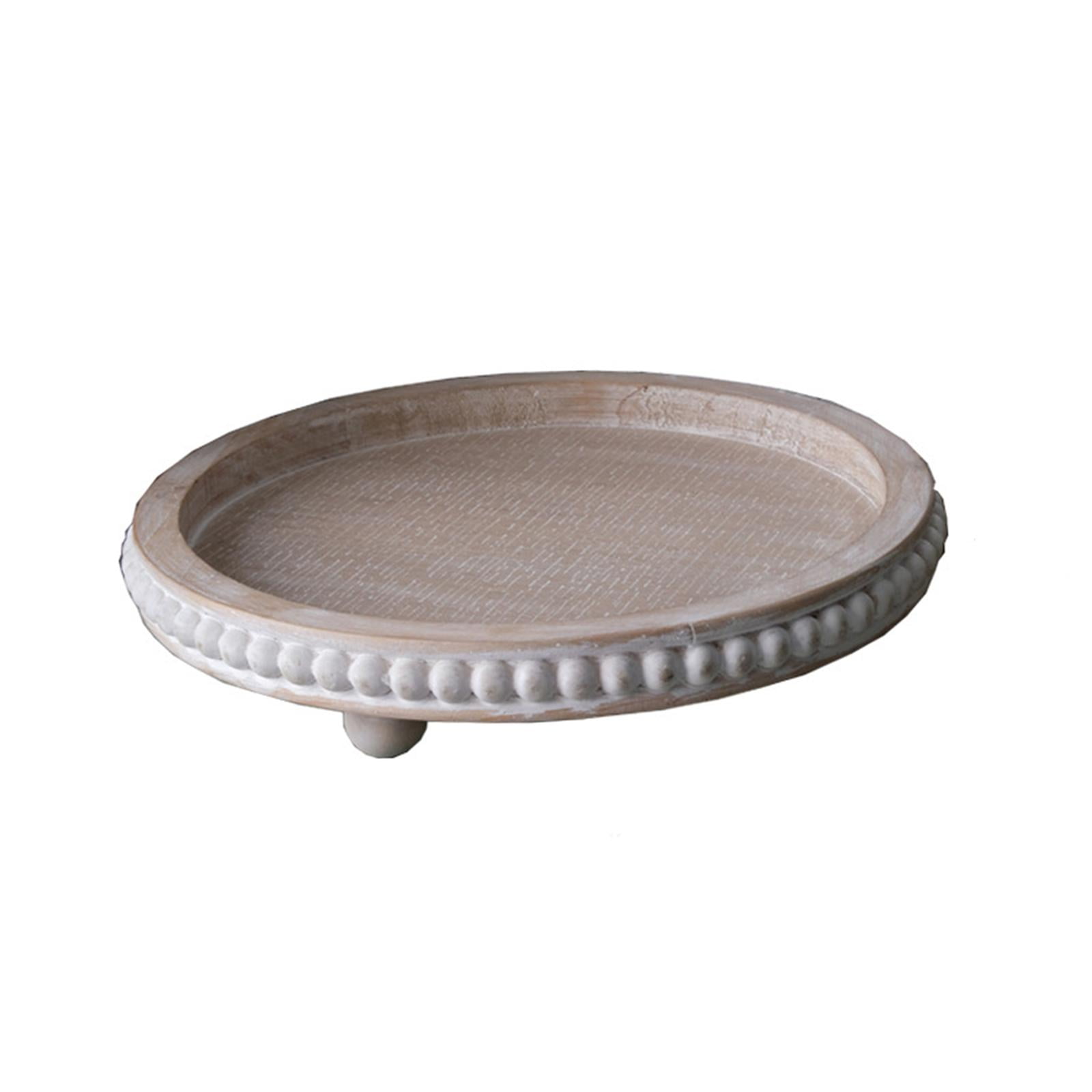 Magideal - Bandeja Redonda, Bandeja De Madera Con Cuentas, Fácil De Limpiar, Organizador De Mesa Resistente De 30cm, Cesta De Pan Para Baño, Boda, Desayuno De Du