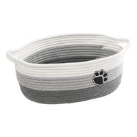 Magideal - Cesta De Almacenamiento De Cuerda Tejida Con Asas, Organizador Vacío, Diseño Apilable, Cesta Pequeña Para Artículos Diversos Del Hogar, Multiusos Y Ad Blanco Gris