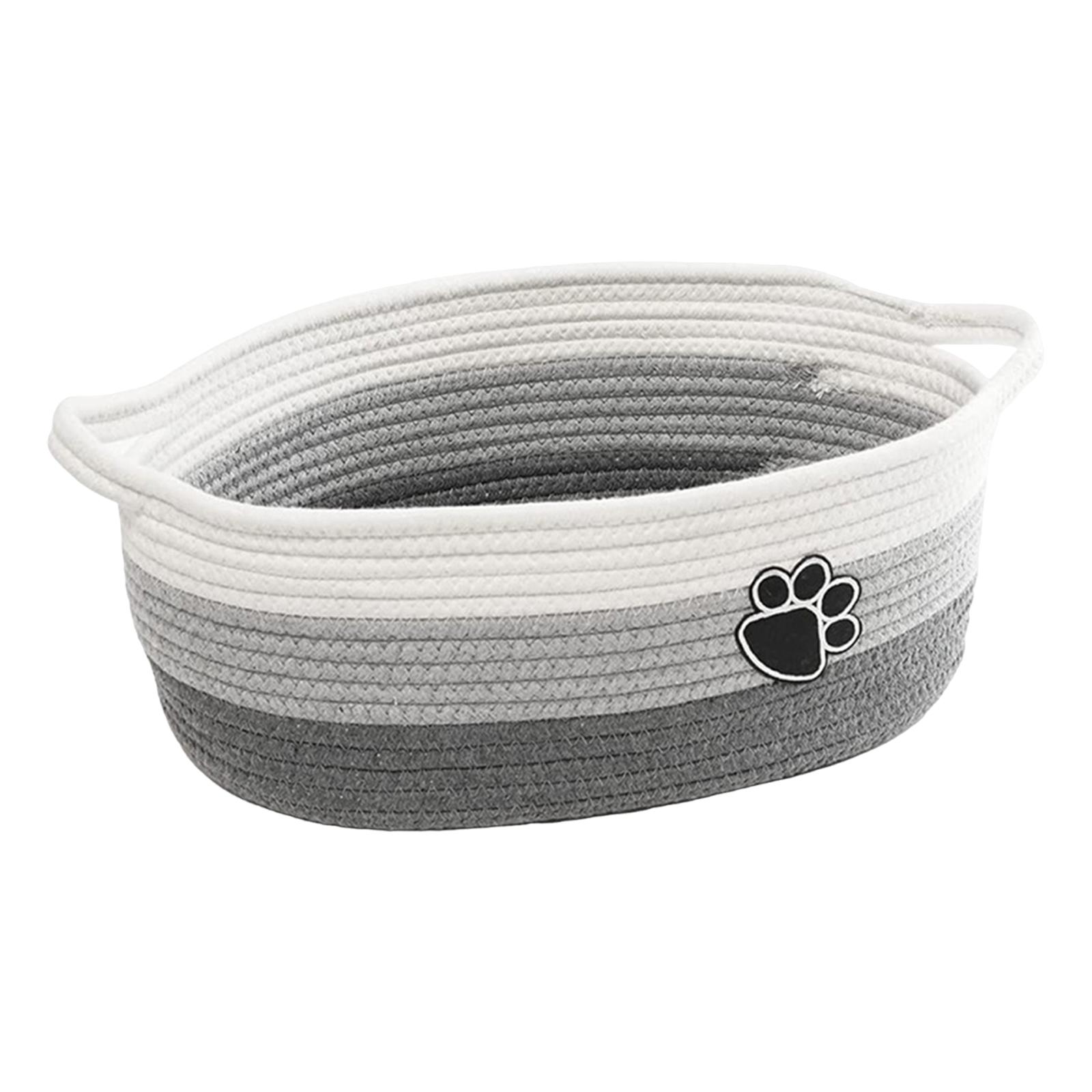 Magideal - Cesta De Almacenamiento De Cuerda Tejida Con Asas, Organizador Vacío, Diseño Apilable, Cesta Pequeña Para Artículos Diversos Del Hogar, Multiusos Y Ad Blanco Gris