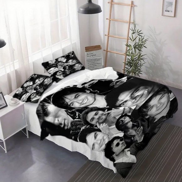 3pcs Ian Somerhalder Black and White Handsome Photo Patchwork Duvet Cover Set - Comforter + Shams All-Season Bedroom Decor for Home College