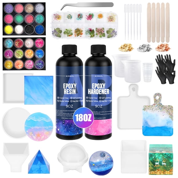 Kit de resina epoxi KISREL para principiantes con moldes y suministros de 500 ml