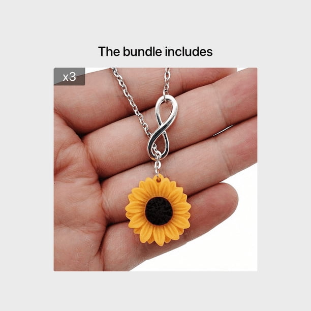 Elegant Yellow Sunflower Heart Lariat Necklace with Infinity Charm - Perfect for Bridal and Bridesmaid Daisy Necklaces