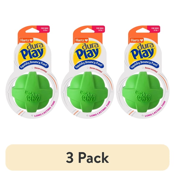 Juguete para Perro Hartz Dura Play Grande de Látex con Aroma a Tocino, Pack de 3