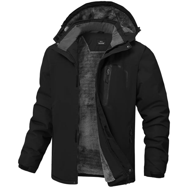 Chaqueta de invierno RBYEKP, impermeable, cálida, forro polar, esquí de nieve para hombre, negra, XL