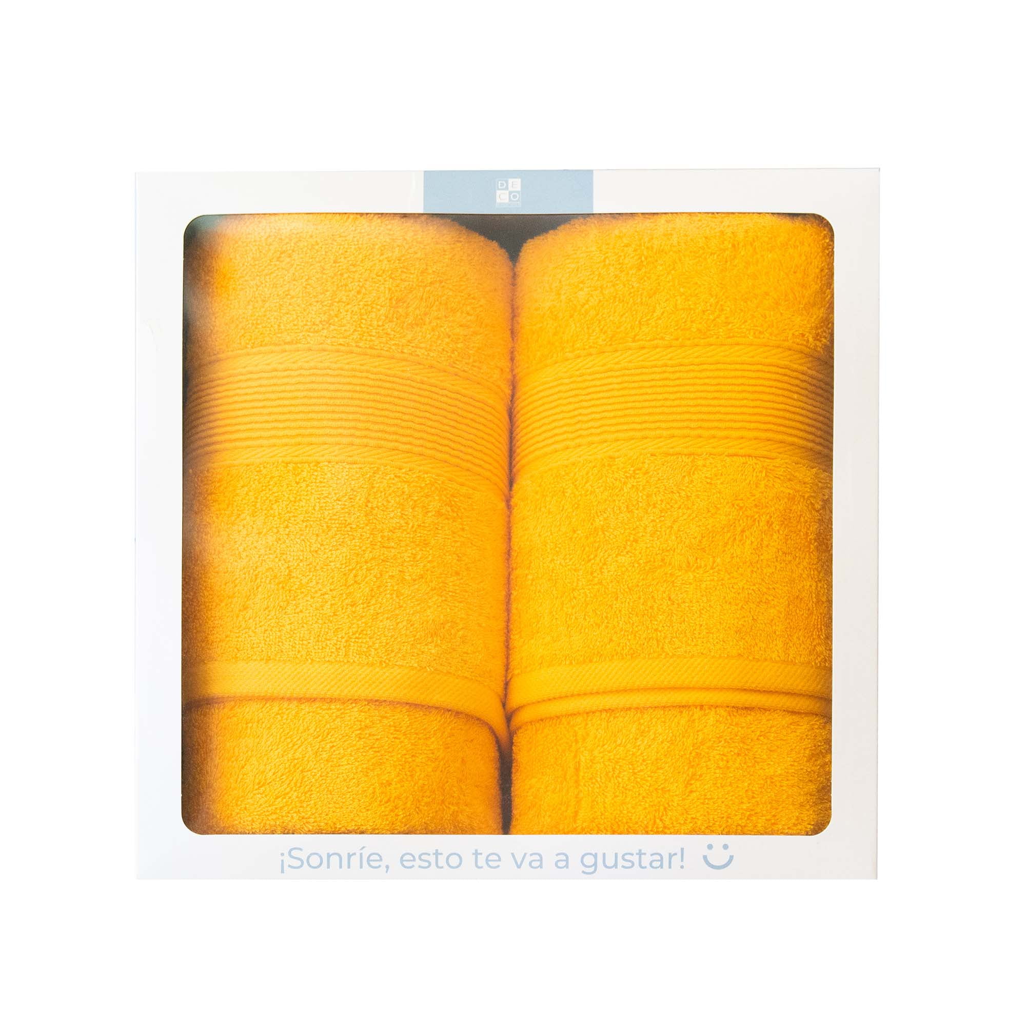 Decoexpress - Set 2 Toallas 550gr 70x140/45x90cm Amarillo