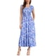 thumbnail image 1 of INSPIRE CHIC Vestido largo floral de mujer con cuello en V, fruncido, con volantes, escalonado, de verano, para la playa, con mangas cortas y bolsillos, talla S, azul, 1 of 6