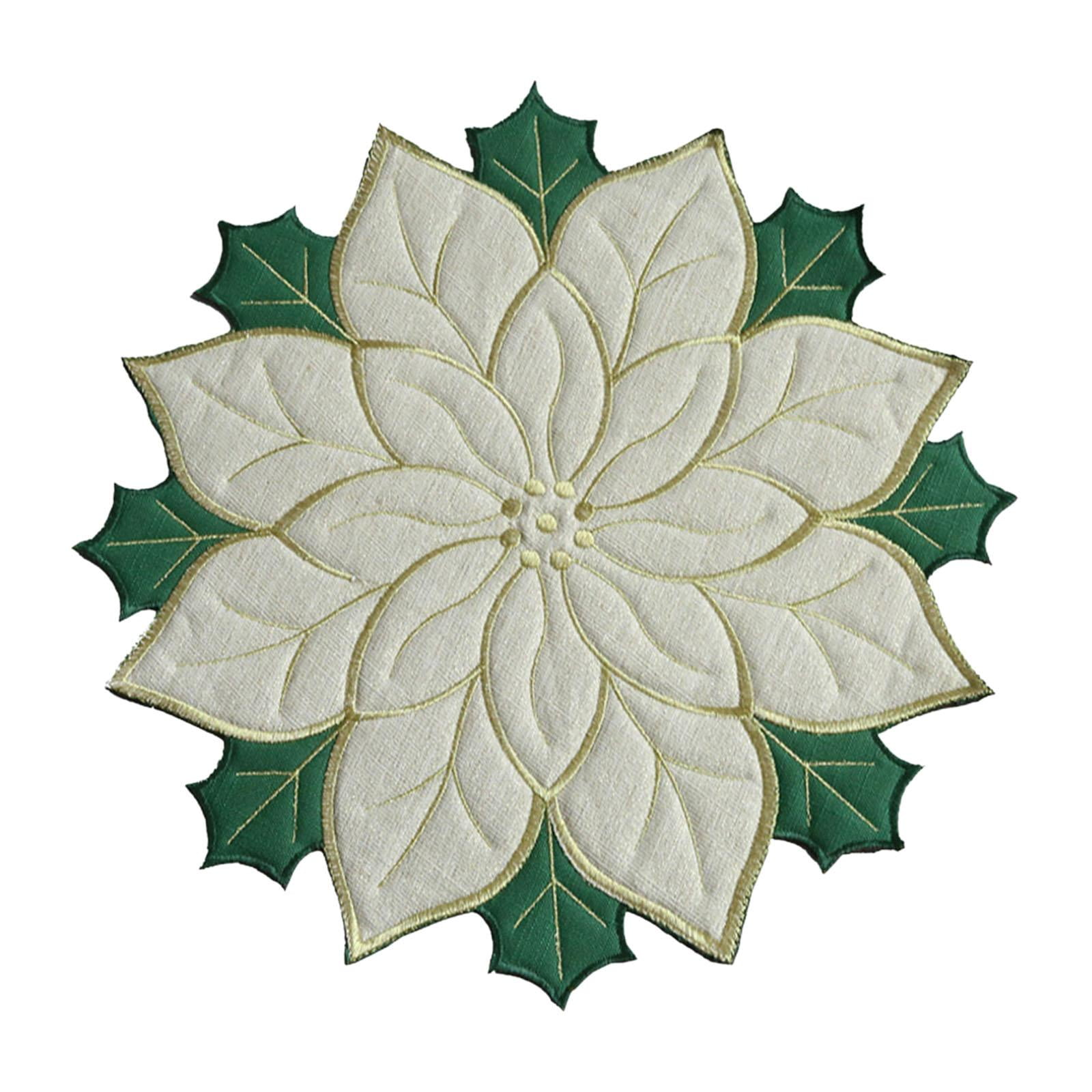 Magideal - Mantel Individual Navideño Para Mesa De Comedor, Posavasos Acolchado De Lino, Mantel Para Cena, Decoración Para El Hogar, Encimera, Cocina Y Comedor , Blanco 40cm