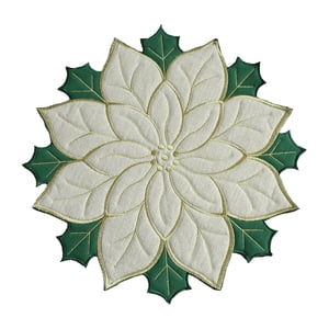 Magideal - Mantel Individual Navideño Para Mesa De Comedor, Posavasos Acolchado De Lino, Mantel Para Cena, Decoración Para El Hogar, Encimera, Cocina Y Comedor , Blanco 40Cm