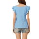 thumbnail image 3 of INSPIRE CHIC Blusa de Verano para Mujer de Vuelta a la Escuela con Cuello Cuadrado y Mangas con Volantes a Cuadros Azul Talla L, 3 of 6