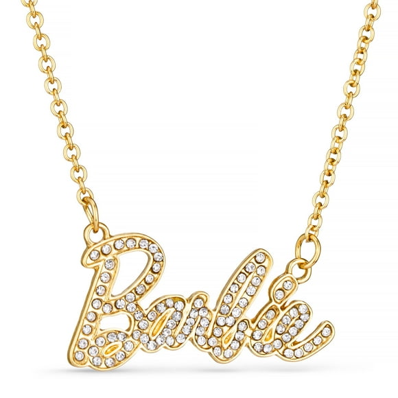 Collar con el logotipo de Barbie Crystal Script (dorado), cadena de 40 cm
