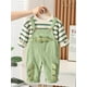 thumbnail image 2 of Toy Crocodile Decor Boy's 2pcs, Overalls & Stripe Pattern Sweatshirt Set, HAPPY CROCODILE Print Trendy Outfits, Kids Clothes For Spring Fall, 2 of 3