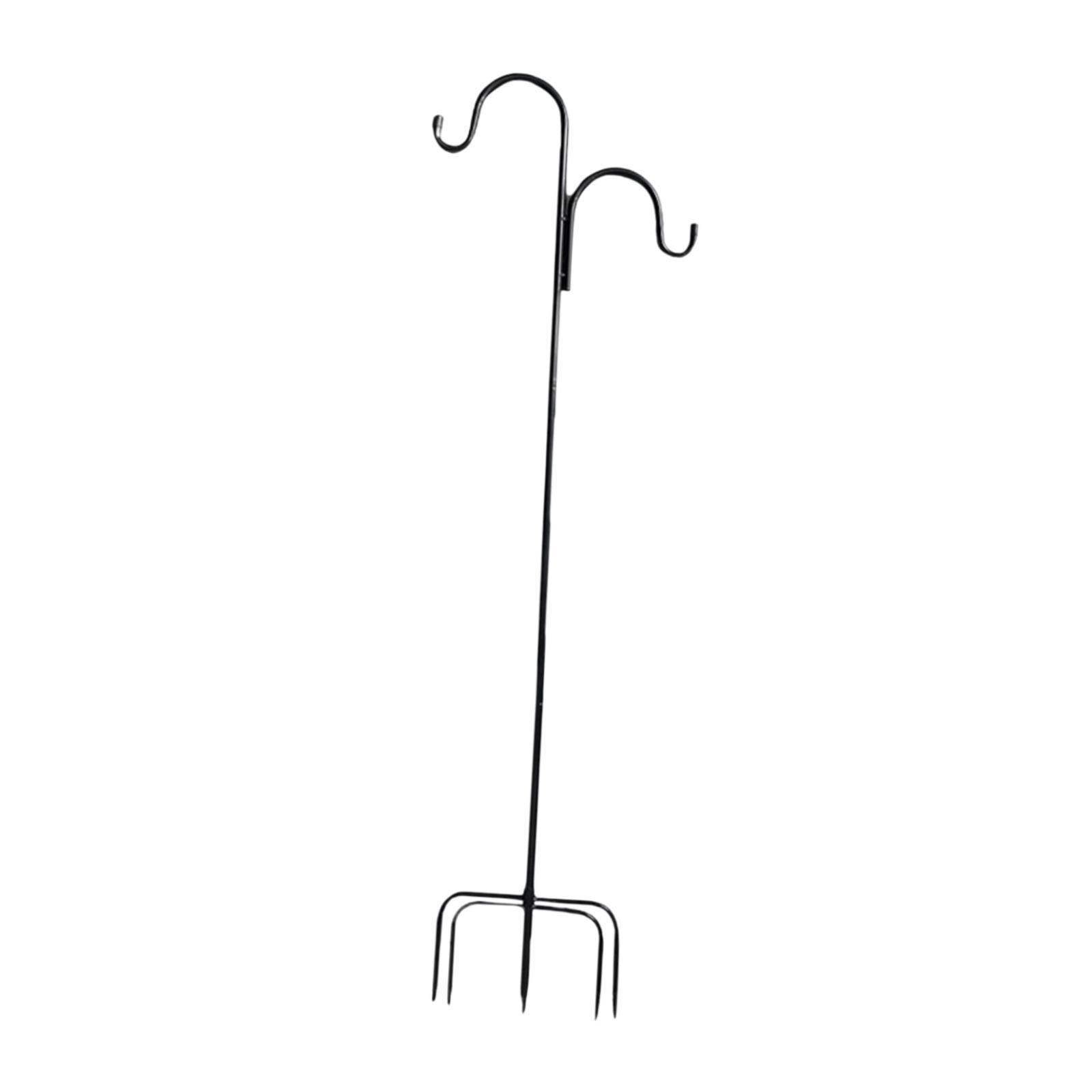 Magideal - Gancho Alimentador De Pájaros De Pastor Doble, Gancho De Hierro Negro, Colgador De Carillón De Viento Para Exteriores, Cubierta De Comedero Para Pájar