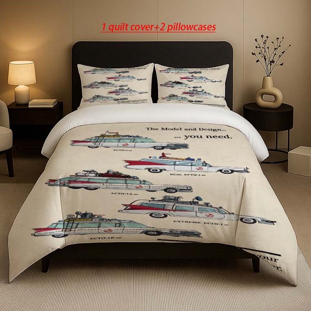 Ghostbusters ECTO-1 Multi-Version Design Print Set Soft and Comfortable Bedding Set Suitable for All Seasons