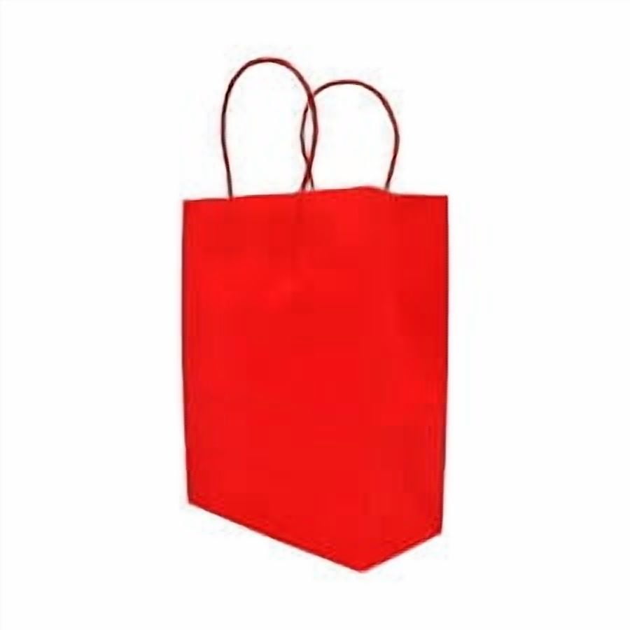 Genérica - Bolsas De Papel Kraft Rojo Manilla Pack 12 Unds Cotillón Regalos