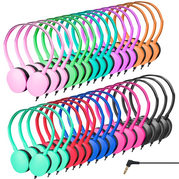 Auriculares ZXQZYM con cable ajustables on-ear, paquete de 100