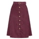 thumbnail image 1 of INSPIRE CHIC Falda Midi de Pana de Cintura Alta para Mujer, Línea A, con Botones al Frente, Plisada, con Cinturón y Bolsillos, Burdeos M, 1 of 6