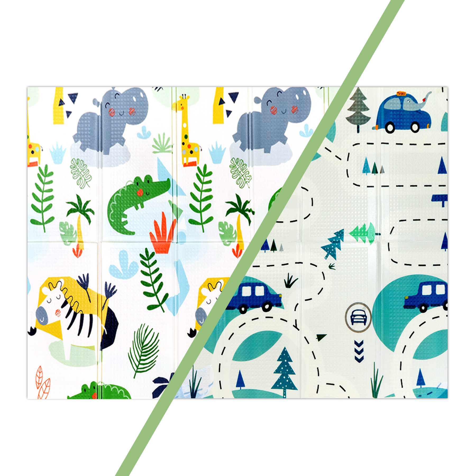 Alfombra Antigolpes Plegable 180X120 Auto Y Jungla Bebesit