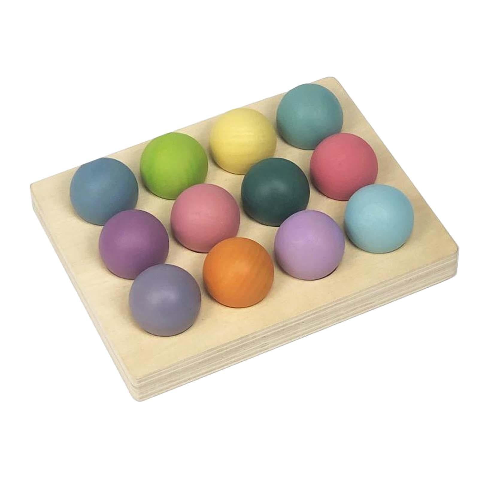 Magideal - Juego Clasificador De Colores De Madera, Tablero De Clavijas A Juego, Juguetes Montessori, Bolas De Madera De Arcoíris Con Bandeja Para Niños, Niñas Y