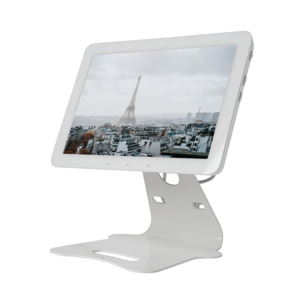 Soporte para Echo Hub de 8 pulgadas, de metal brillante, giratorio e inclinable (blanco)