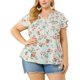 thumbnail image 1 of Agnes Orinda Blusas de Mujer Tallas Grandes Retro Floral Cuello en V con Capas de Manga Corta 4X Azul Claro, 1 of 7