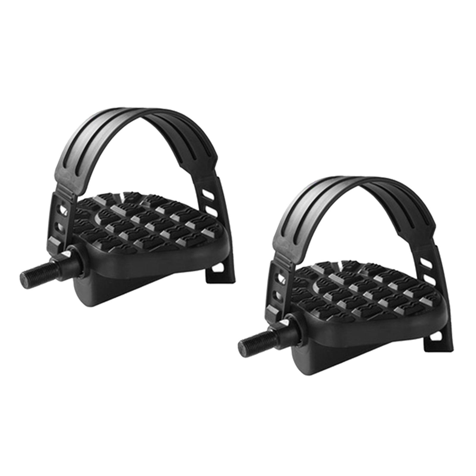 Ioensy - Pedales De Bicicleta Estática Con Correas Ajustables Eje De 1/2 Pulgada, 9/16 Pulgada De Largo A