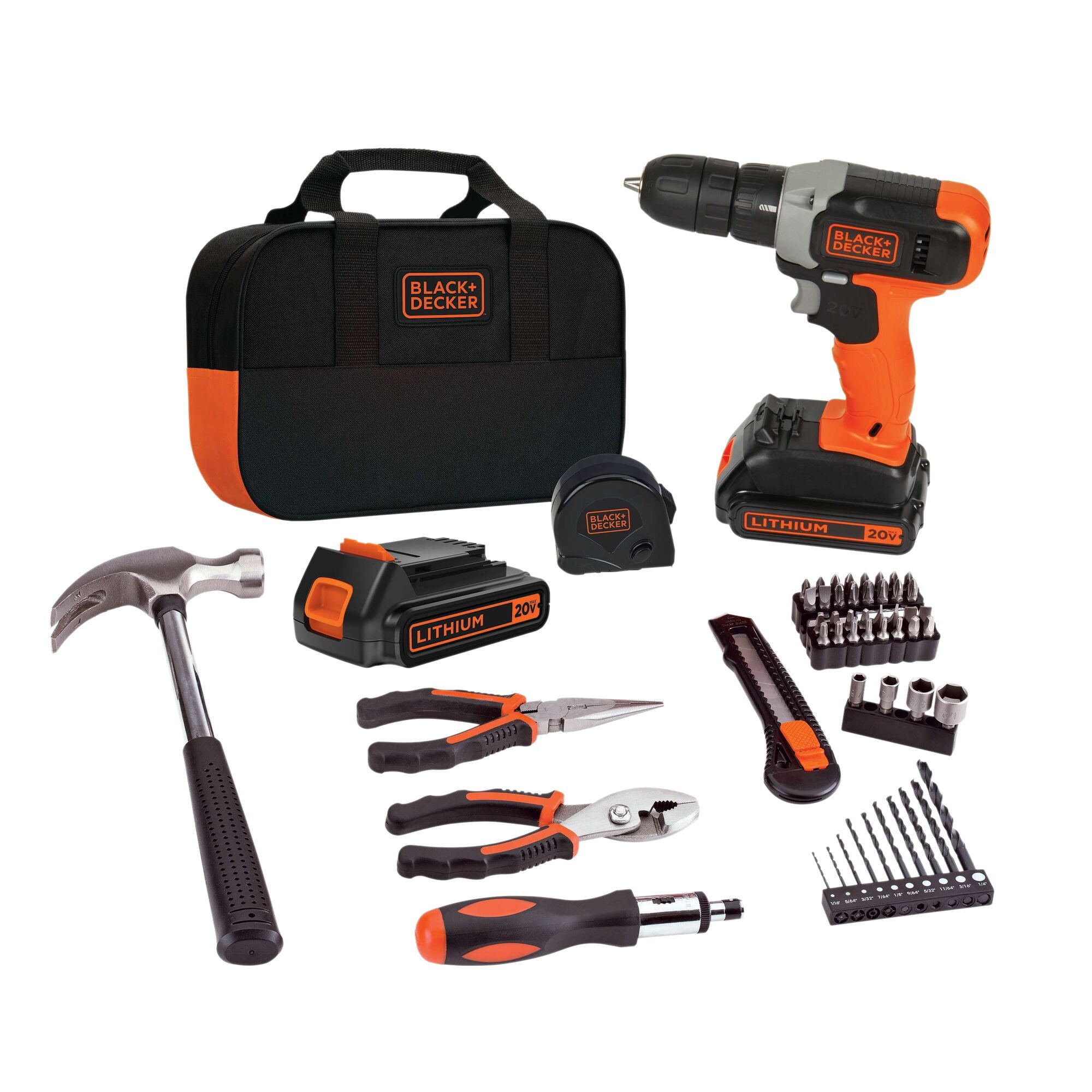 B+D - Taladro Rotación 20V + 54 Piezas