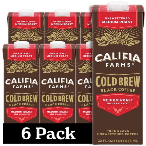 Café Caliente Califia Farms, Negro Puro, Tostado Medio, 6 X 946 Ml