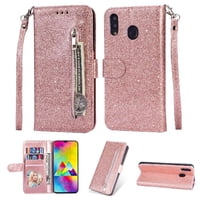Funda Para Foxdock Elegante Funda Samsung Galaxy A30/A20 Glitter Con Cremallera-Ideal Para El Uso Diario
