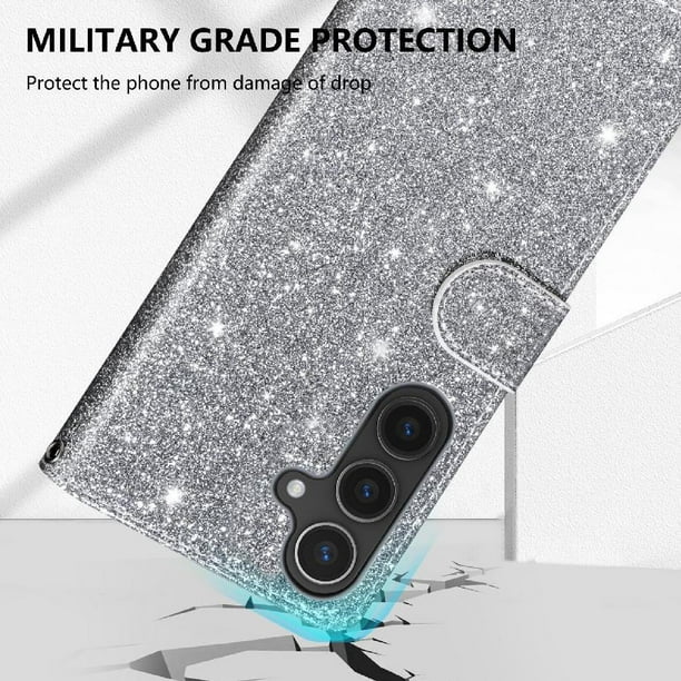 Funda para FOXDOCK Elegante funda Samsung Galaxy S25 Plus Glitter con cremallera-Ideal para el uso diario