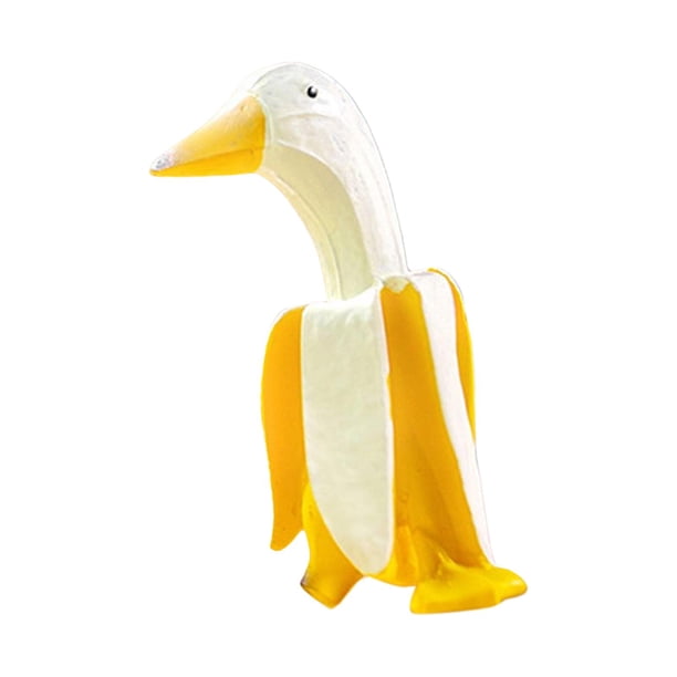 Estatua creativa de pato y plátano, decoración coleccionable, obras de arte, regalos, esculturas de pato para alféizar, estantería para sala de estar, amarillo pequeño