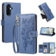 thumbnail image 1 of Funda Billetera Floral en Relieve samsung galaxy A27 5g con Tarjetero y Cremallera Azul, 1 of 6