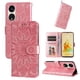 thumbnail image 3 of Funda tipo cartera FOXDOCK para OPPO Reno 8T 5G , diseño girasol en relieve, cuero PU, cierre magnético, soporte y tarjetero, 3 of 5