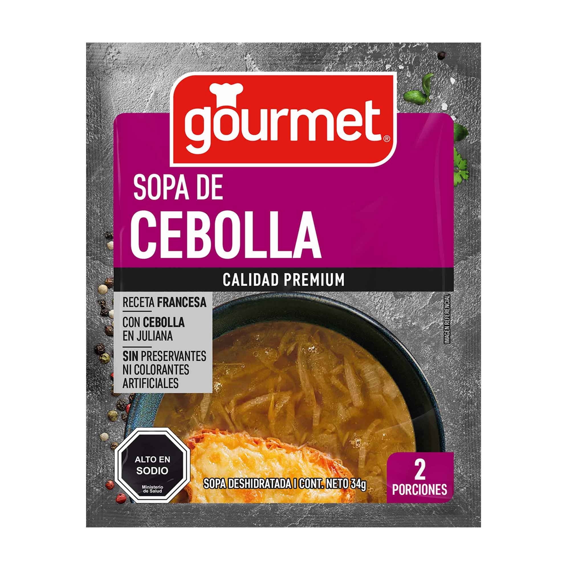 Sopa De Cebolla Premium (2 Porciones) Sobre 34 g Gourmet