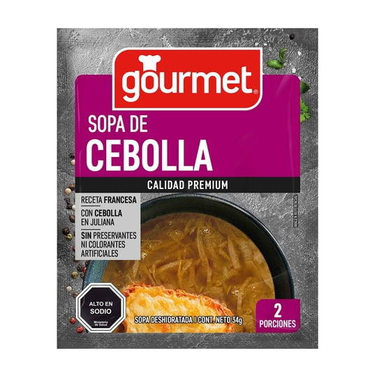Sopa De Cebolla Premium (2 Porciones) Sobre 34 g Gourmet