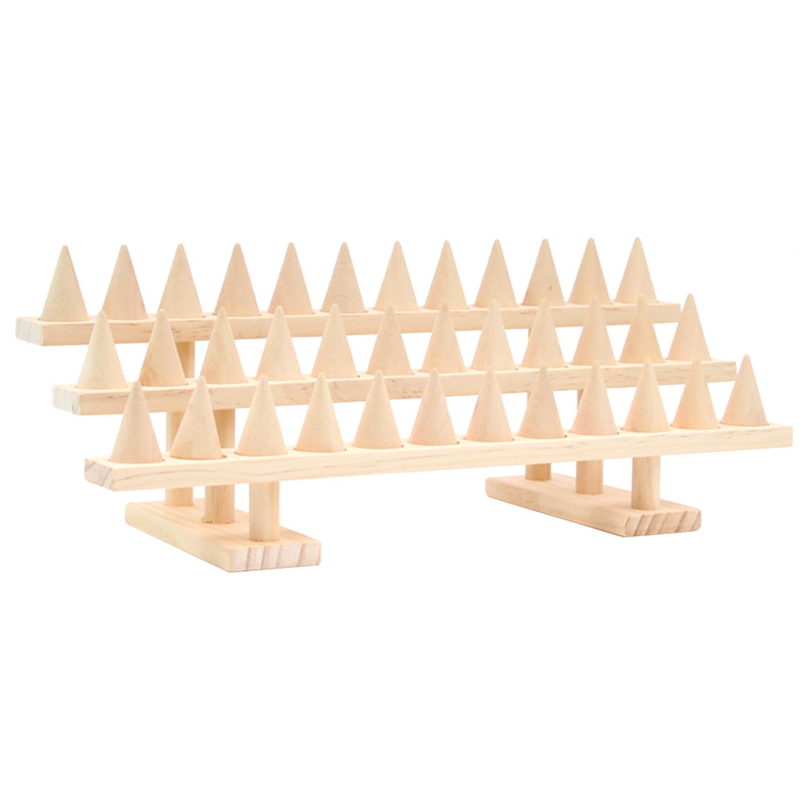 Ioensy - Soporte De Exhibición De Joyería De Anillos Multicapa Artesanía De Madera Diy 3 Capas 36 Dedos