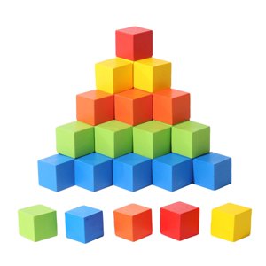 Magideal - 50 Piezas Bloques De Madera Cubos De Conteo Juguetes De Clasificación Y Bloques De Construcción Como Material Didáctico Para La Exploración Práctica Vistoso