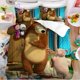 thumbnail image 4 of Kawaii Mashas and Bear Bedding Set Single Twin Full Queen King Size Bed Set Adult Kid Bedroom Bedding Gift, 4 of 5