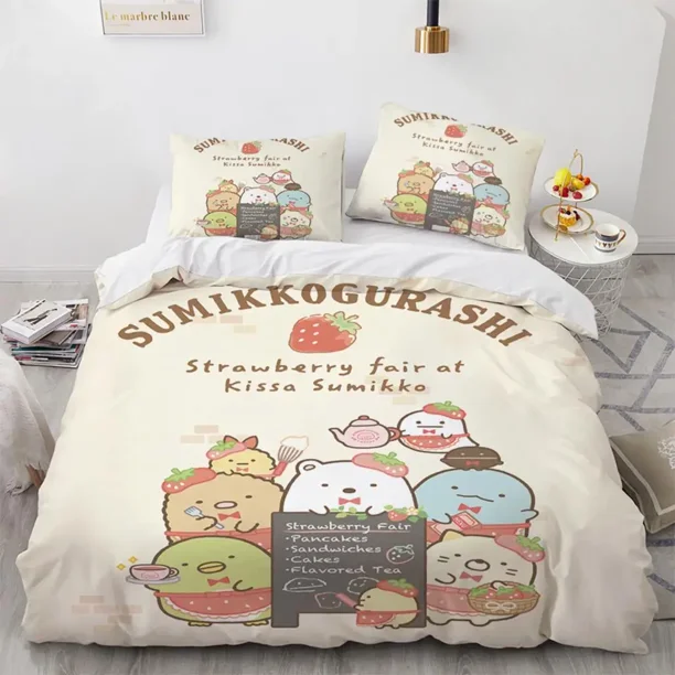 Japanese Cartoon Sumikko Gurashi Anime Bedding Set Kawaii Cute Sumikkogurashis Duvet Cover Quilt Cover Pillowcase Bed Sheets