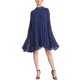 thumbnail image 1 of INSPIRE CHIC Vestido de Mujer de Gasa con Capa, Vestido con Mangas de Capa Fluidas, Vestido Plisado Azul Oscuro XL, 1 of 6