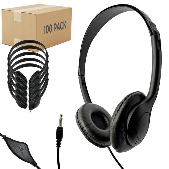Auriculares Soundnetic paquete de 100, color negro, con control de volumen