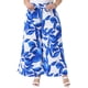 thumbnail image 1 of Agnes Orinda Pantalones Palazzo de Pierna Ancha con Estampado Floral para Mujer de Talla Grande, Cintura Alta Elástica, Casual de Verano, Pantalones Largos de Salón 1X Azul, 1 of 6