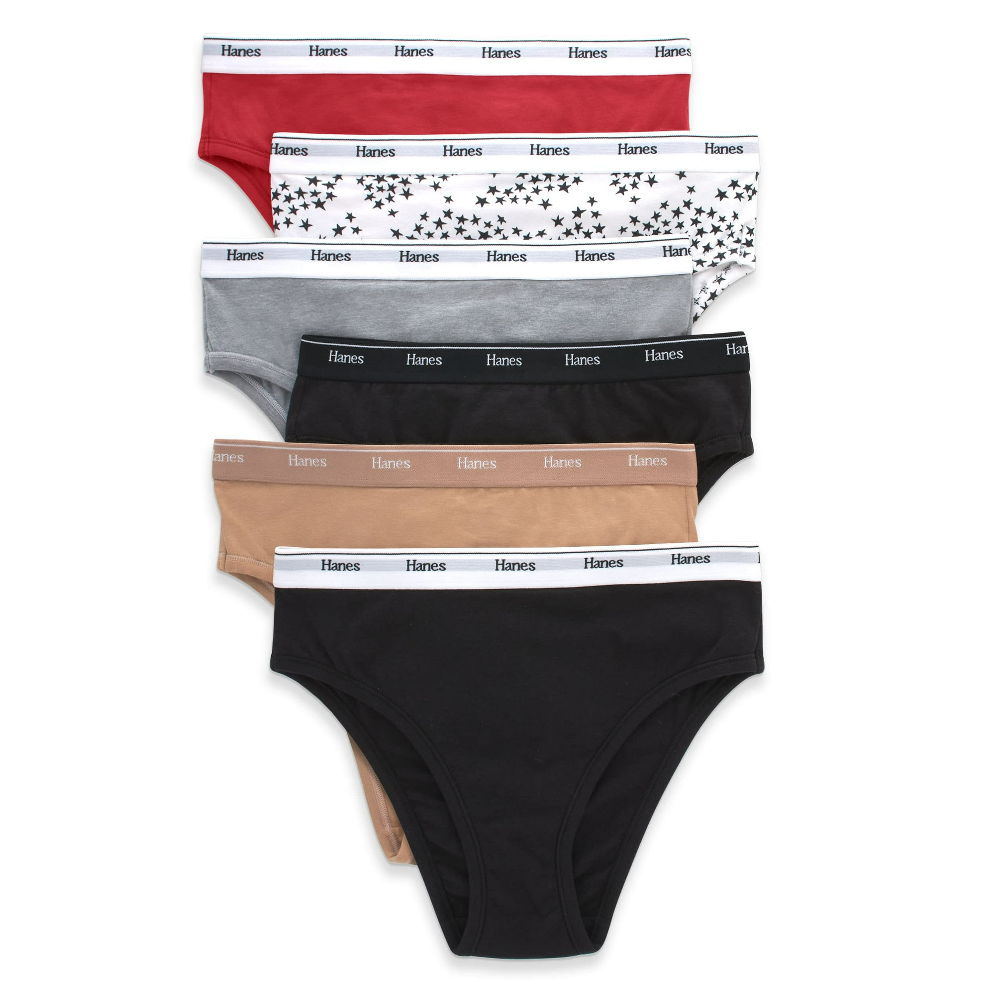 Bragas Hanes Originals Hi-leg Para Mujer, Paquete De 6 Unidades, Talla M