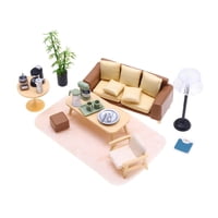 Magideal - Juego De Muebles Para Casa De Muñecas, Juego De Mesa En Miniatura, Silla, Lámpara De Pie