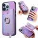 thumbnail image 1 of Funda Magnética Para Iphone 15 Pro Con Billetera Y Anillo Protector Resistente Morado, 1 of 6