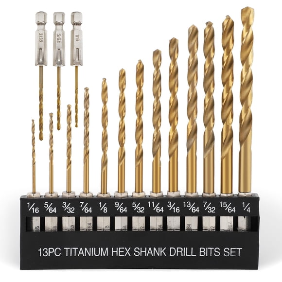 Juego de brocas COMOWARE Titanium Twist, 16 unidades, HSS, 1,5 a 6,4 mm