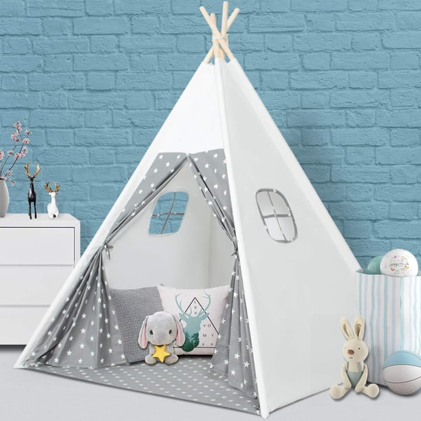 Carpa en forma de tipi Wilwolfer Kids para niñas y niños que juega en interiores y exteriores