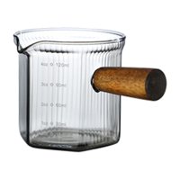 Magideal - Tazas De Café Expreso Con Mango De Madera, Taza Para Mezclar, Accesorios De Café Expreso Transparentes, Taza Medidora De Café Expreso Resistente Al Estilo D 120Ml